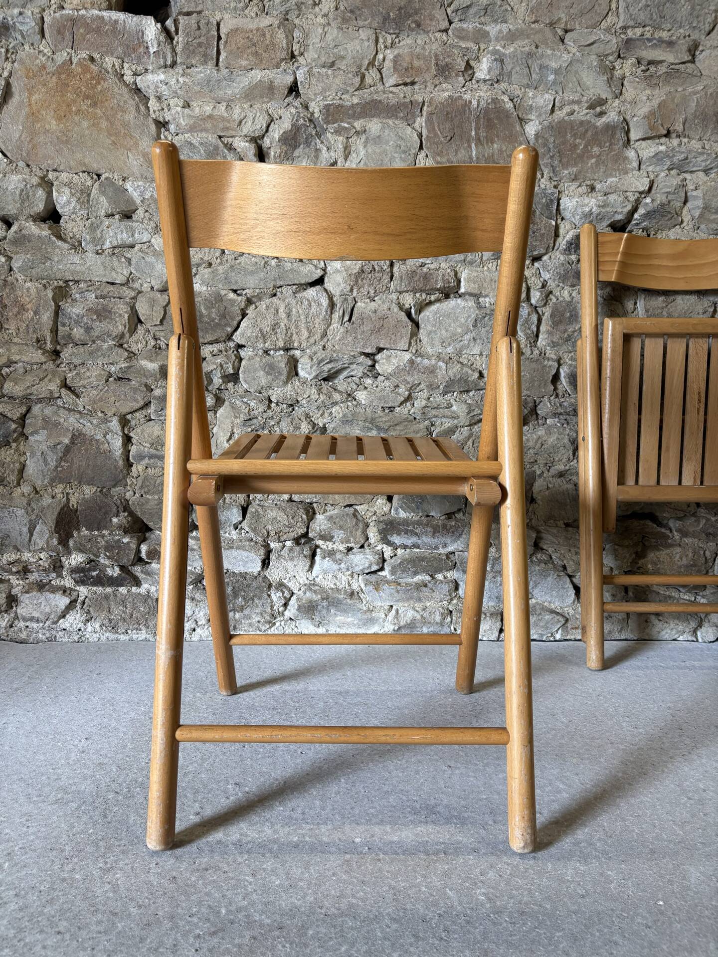 4 folding wooden chairs for Habitat, 1980