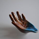 Ceramic pocket tray in the shape of a hand Vallauris France 1970