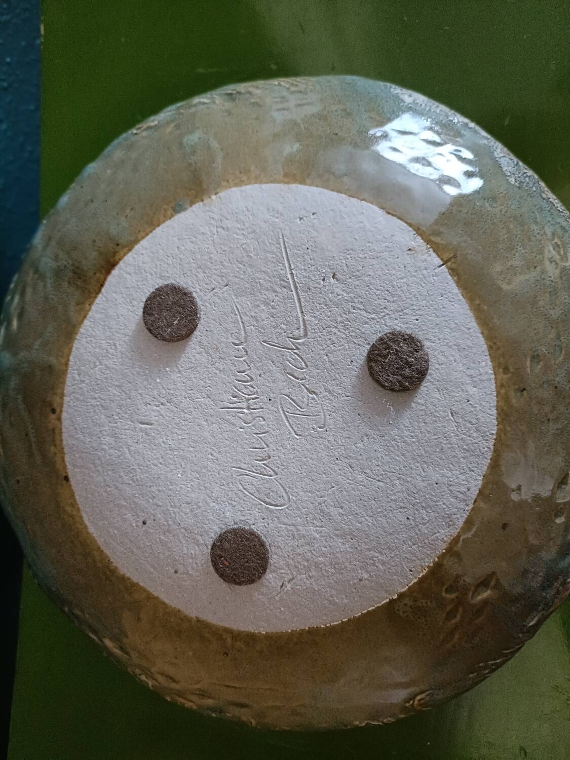 Japanese-style glazed terracotta vase