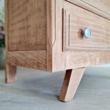 Semainier commode pieds compas bois brut