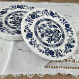 Lot de 5 assiettes à dessert en porcelaine Crown Clarence décor floral bleu