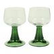 Set of 4 Vintage Luminarc Roemer Wine Glasses Green Ribbed Base