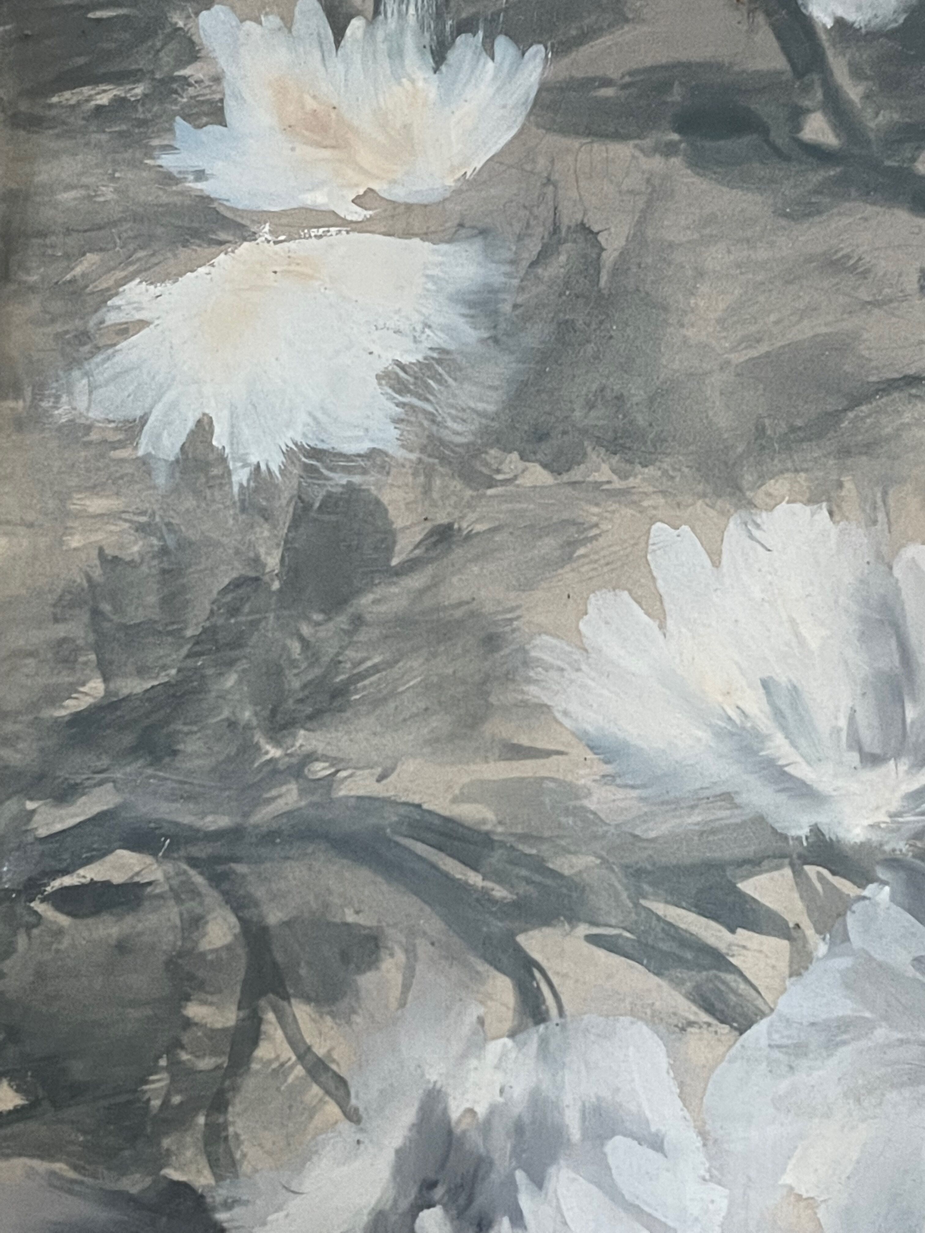 Painting old henry Léon Jacquet, The Water Lilies Still-Life