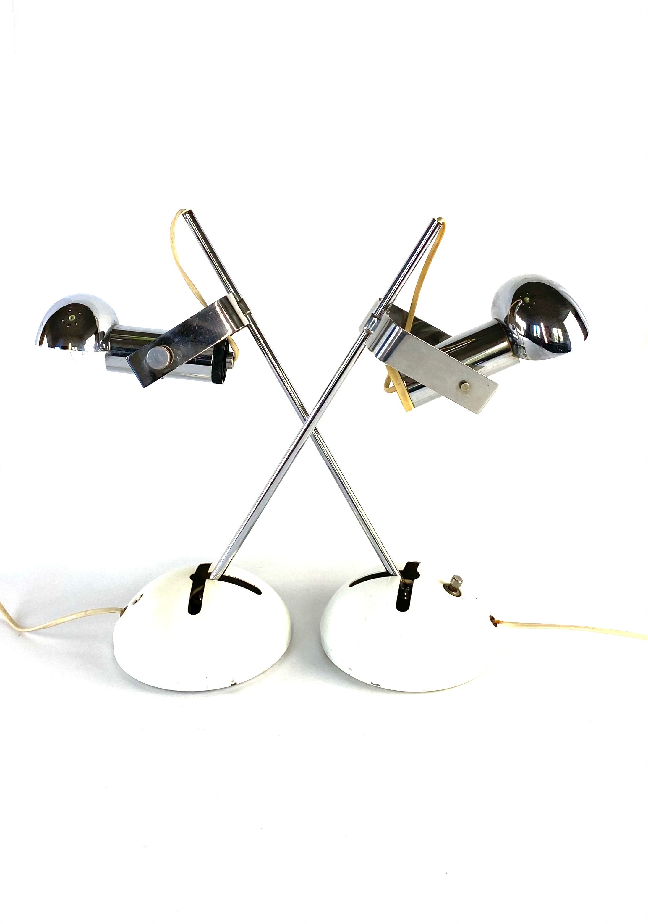 Paire de lampe de table T395 de Robert Sonneman pour Luci Milan, 1972