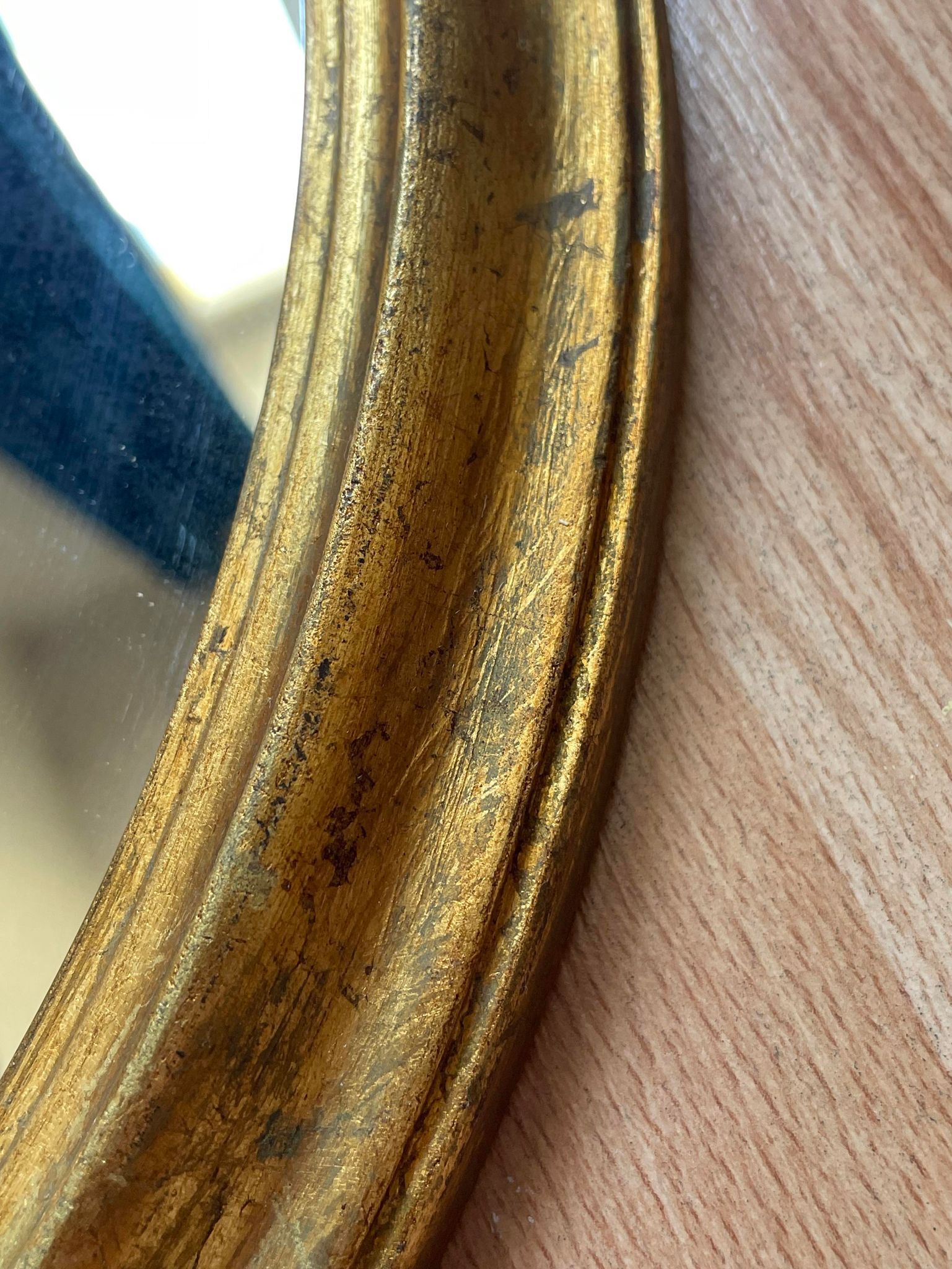 Mirror oval frame gilded wood