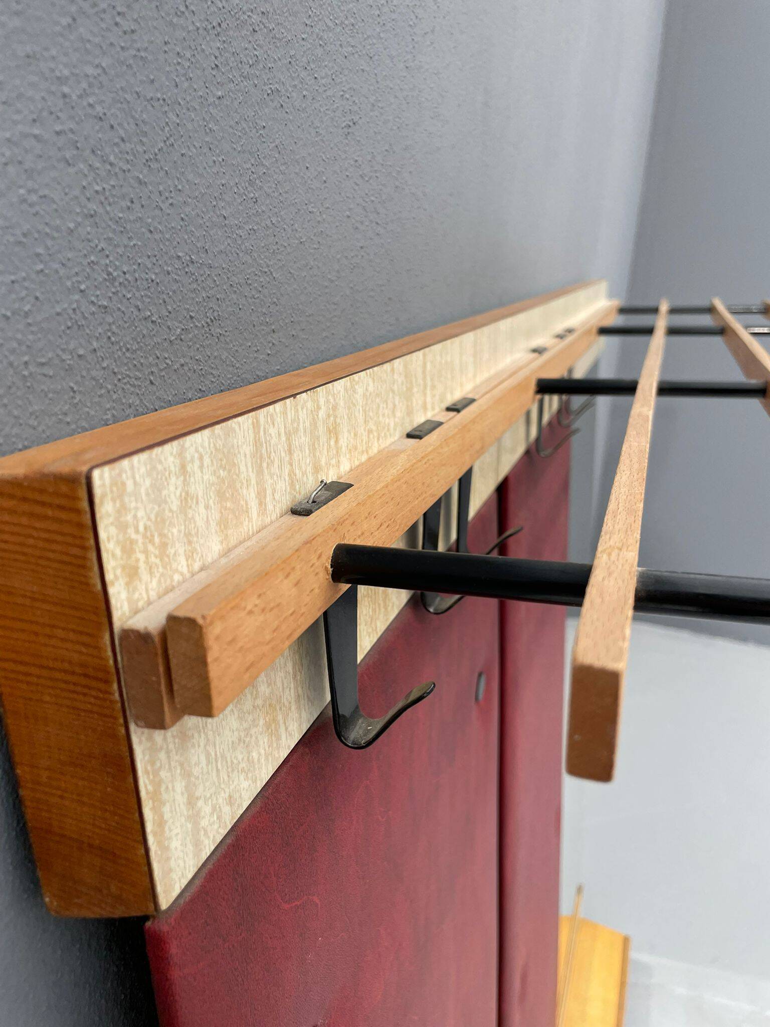 Vintage Wall-Mounted Hallway Panel with Hooks, Mirror & Shelf, 1960s