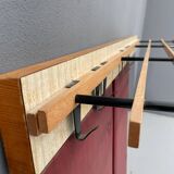 Vintage Wall-Mounted Hallway Panel with Hooks, Mirror & Shelf, 1960s