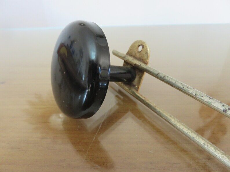 Coat rack 2 patères metal gilded and black 50s 60s