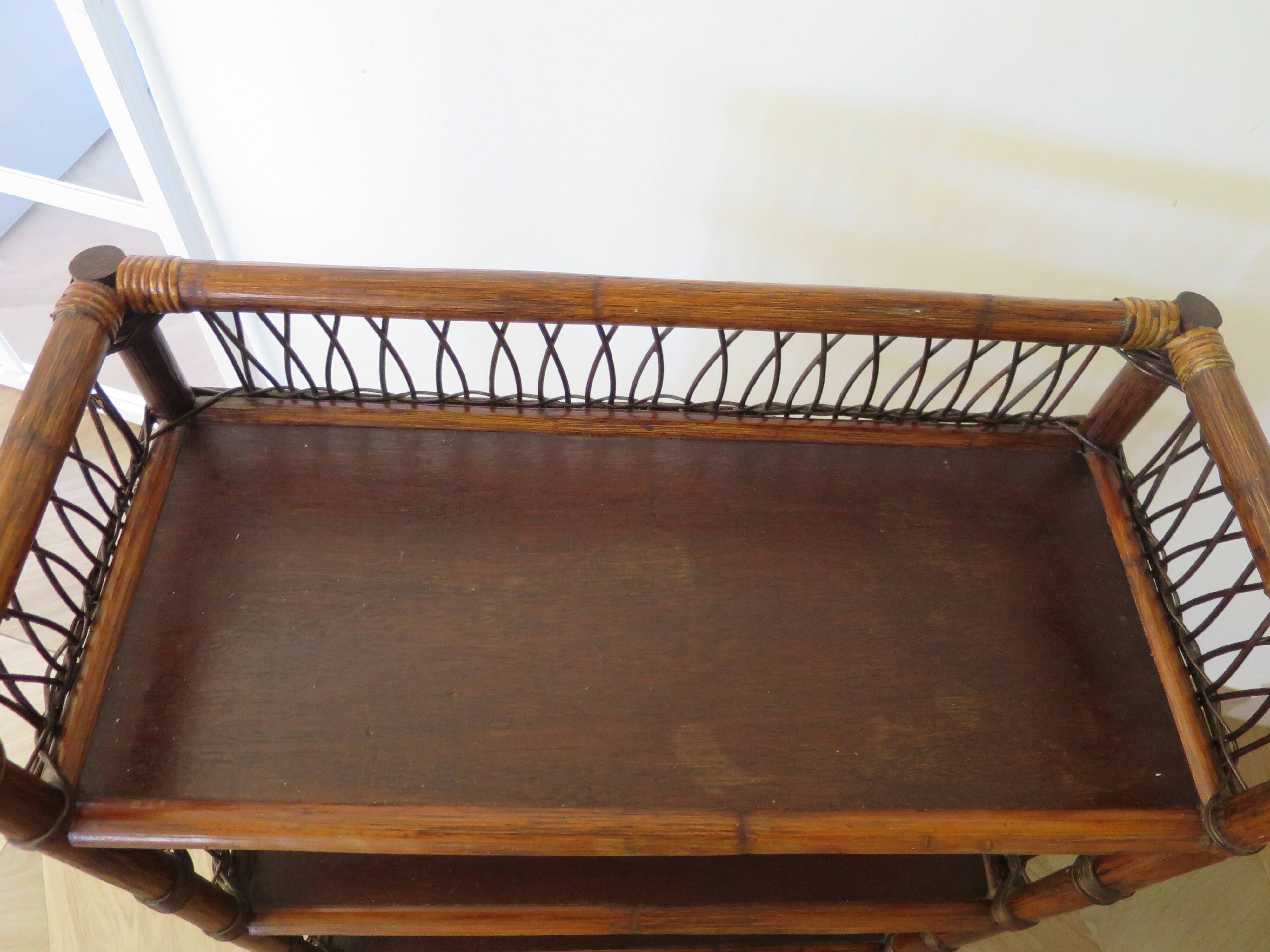 Bookcase - Bibus - 3 levels - woven rattan - bamboo - Vintage - 70s