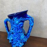 Vallauris blue brutalist vase