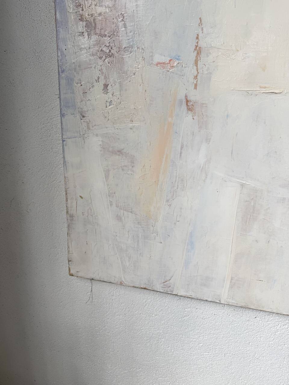 Toile abstraite blanche, peinture à l’huile XXème