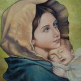 Oil painting on canvas Virgin and Child portrait 1940 - 102/72cm