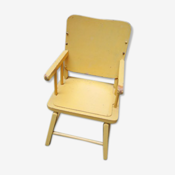 Chaise pour enfant en bois jaune