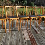 10 baumann chairs no. 12 black faux leather light beech