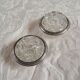 Pair of glass moulded flower vases and silver-plated metal – Art Deco style