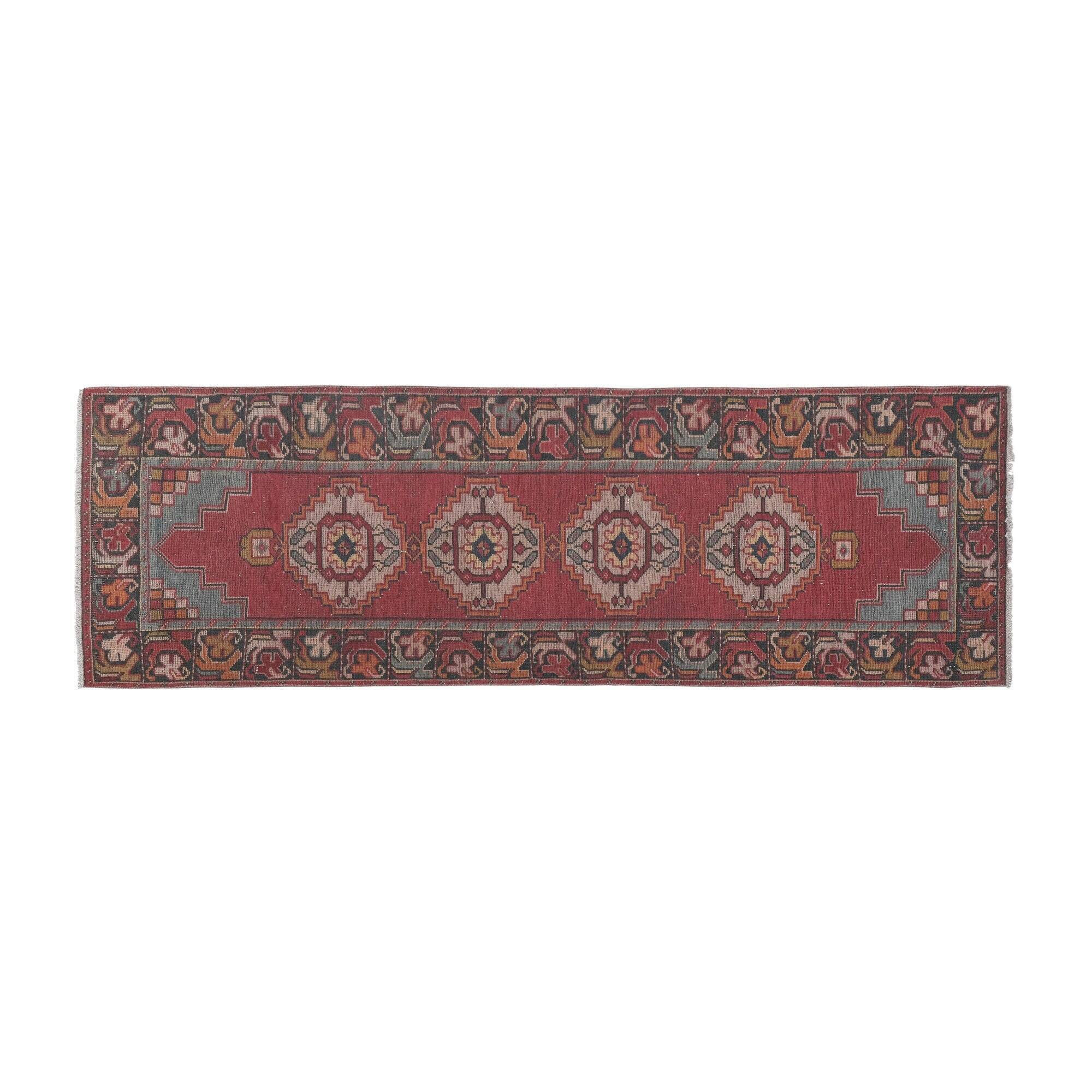 Vintage Turkish hallway rug 91x285 cm