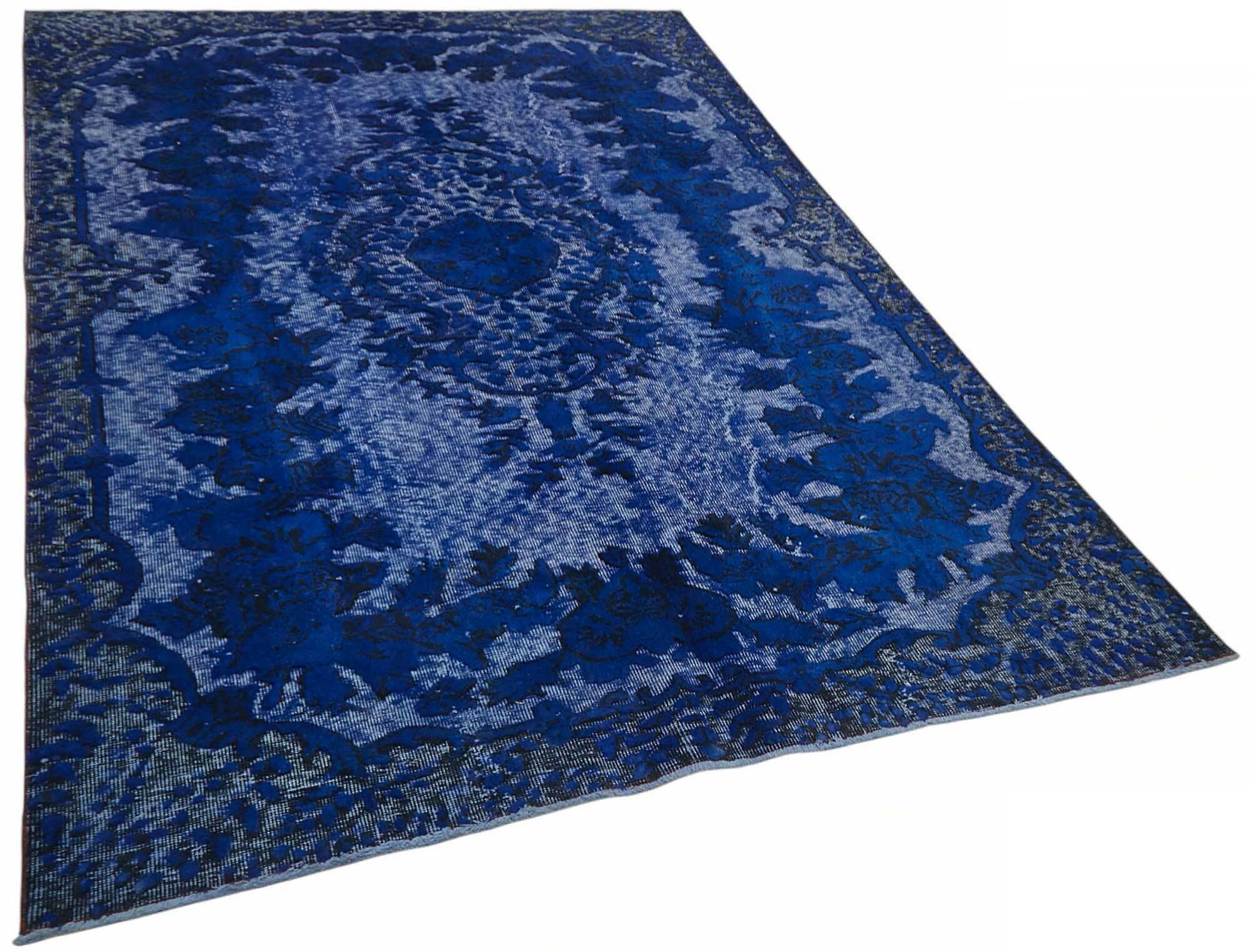 Overdyed Wool Vintage Handmade Carved Rug 168 cm x 262 cm