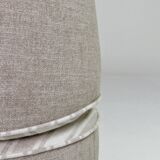 Vintage linen striped beige and white fabric pouf stool set of 2.