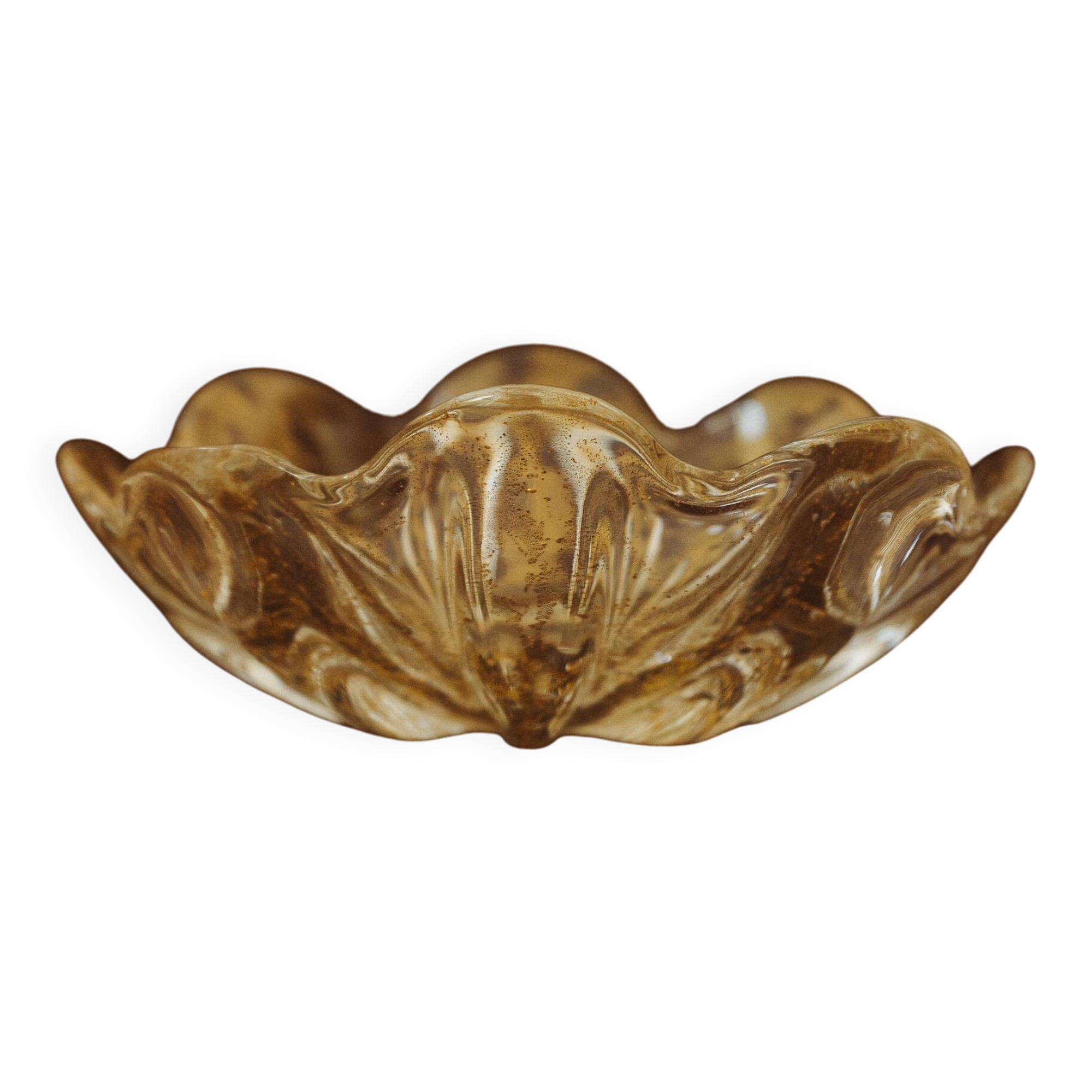 Clear Murano glass bowl with gold powder, 20th century