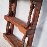 Boat shelf 3 levels in wood and rope