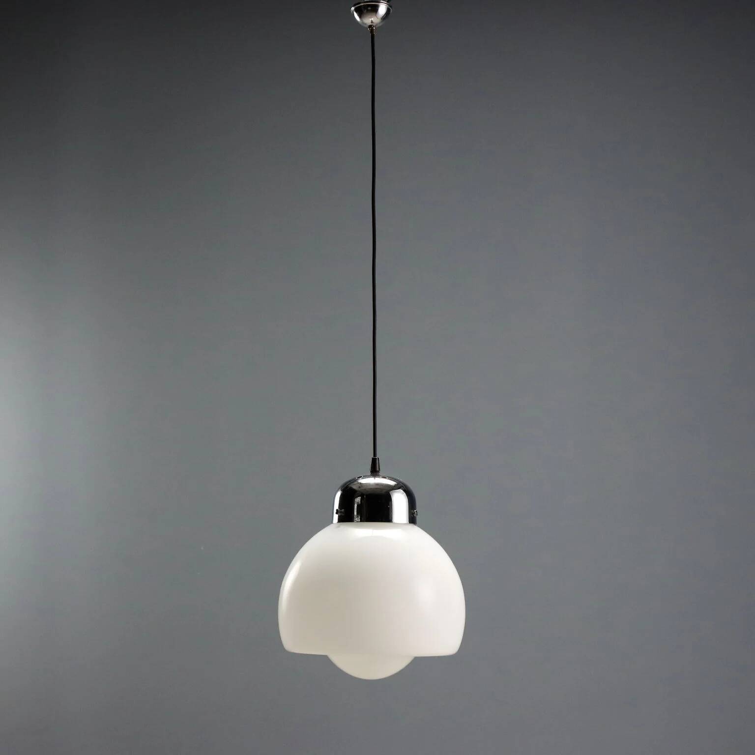Vintage glass and metal pendant light design Italy 1960s-1970s