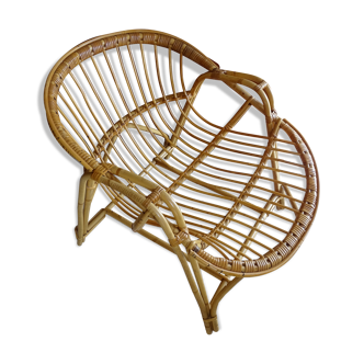 Rattan shell armchair 1960 vintage adult