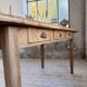 1950s pine and oak farmhouse table with multiple drawers