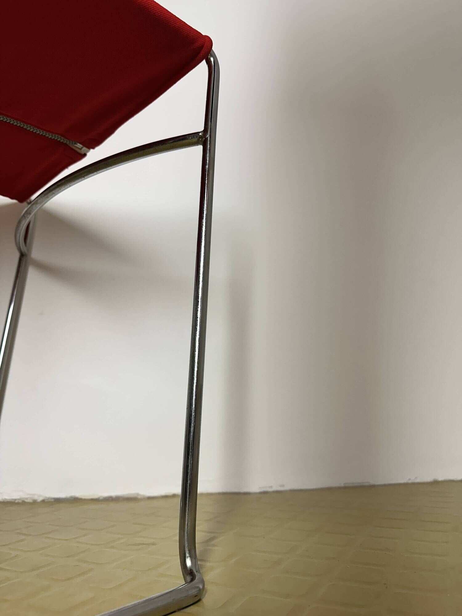 Delfina Chair Enzo Mari for Rexite 1974 Chrome Steel Kvadrat Field Fabric
