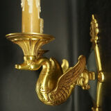 Pair of empire style swan sconces - petitot
