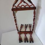 Vintage bohemian mirror in wooden beads
