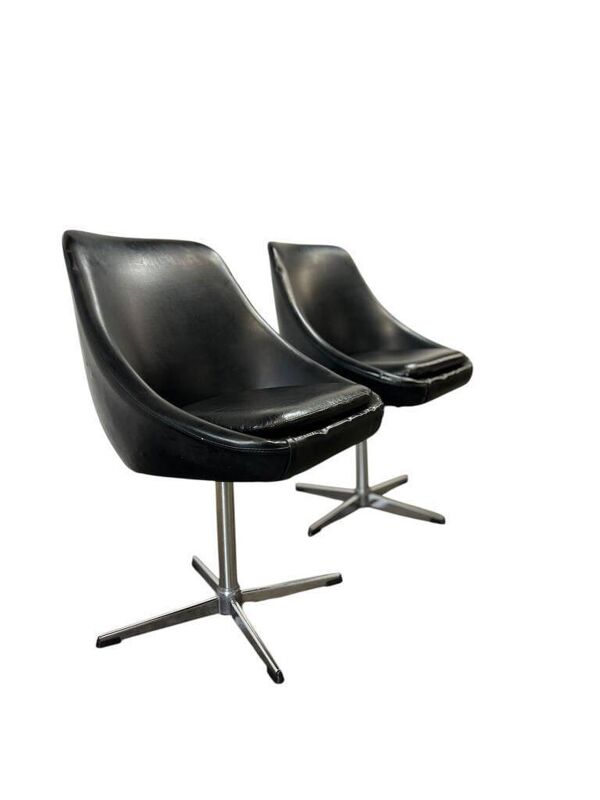 Chaise coque vintage noire / chaise sur pied étoile