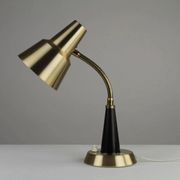 Table / Desk Lamp Model 600/5 by Gemi — Swedish Modernism in Black & Brass, 1960s