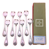 Christofle 8 oyster forks - silver metal - marly model - 14.5 cm
