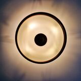 Mid-century ceiling light in brass and white opaline, 1950s