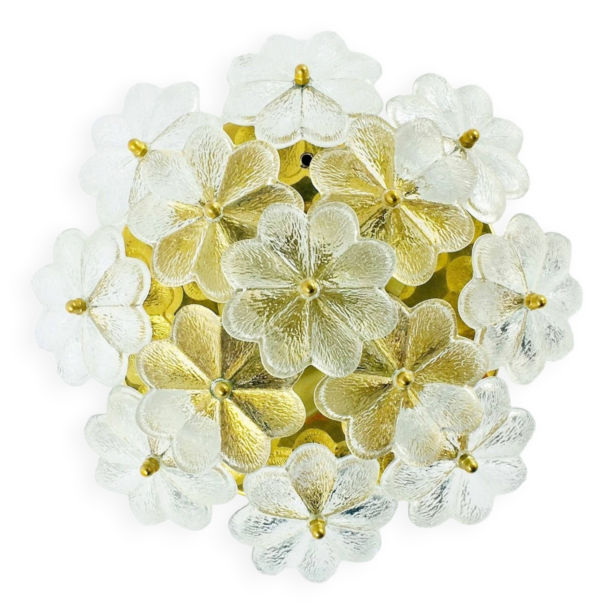Mid-Century Floral Murano Glass Flush Mount by Ernst Palme for Palwa, Germany, 1960s