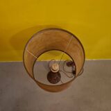 Teak table lamp with carvings from around the 1960s