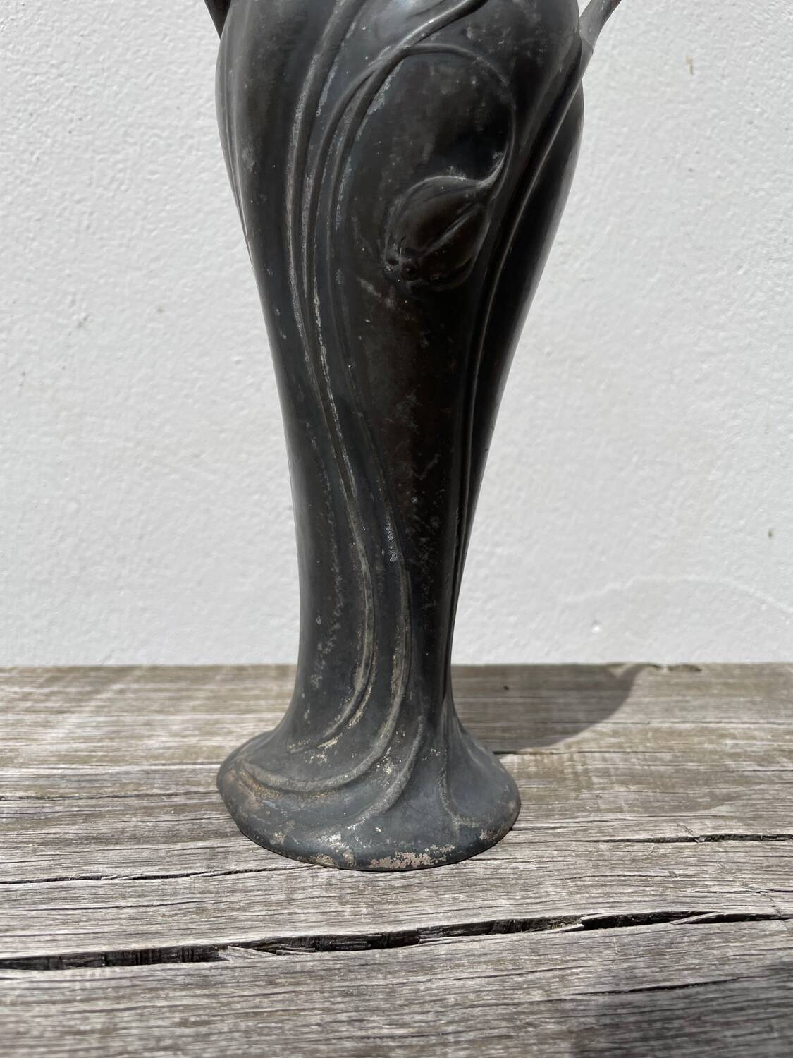 Art nouveau pewter vase 1900 signed