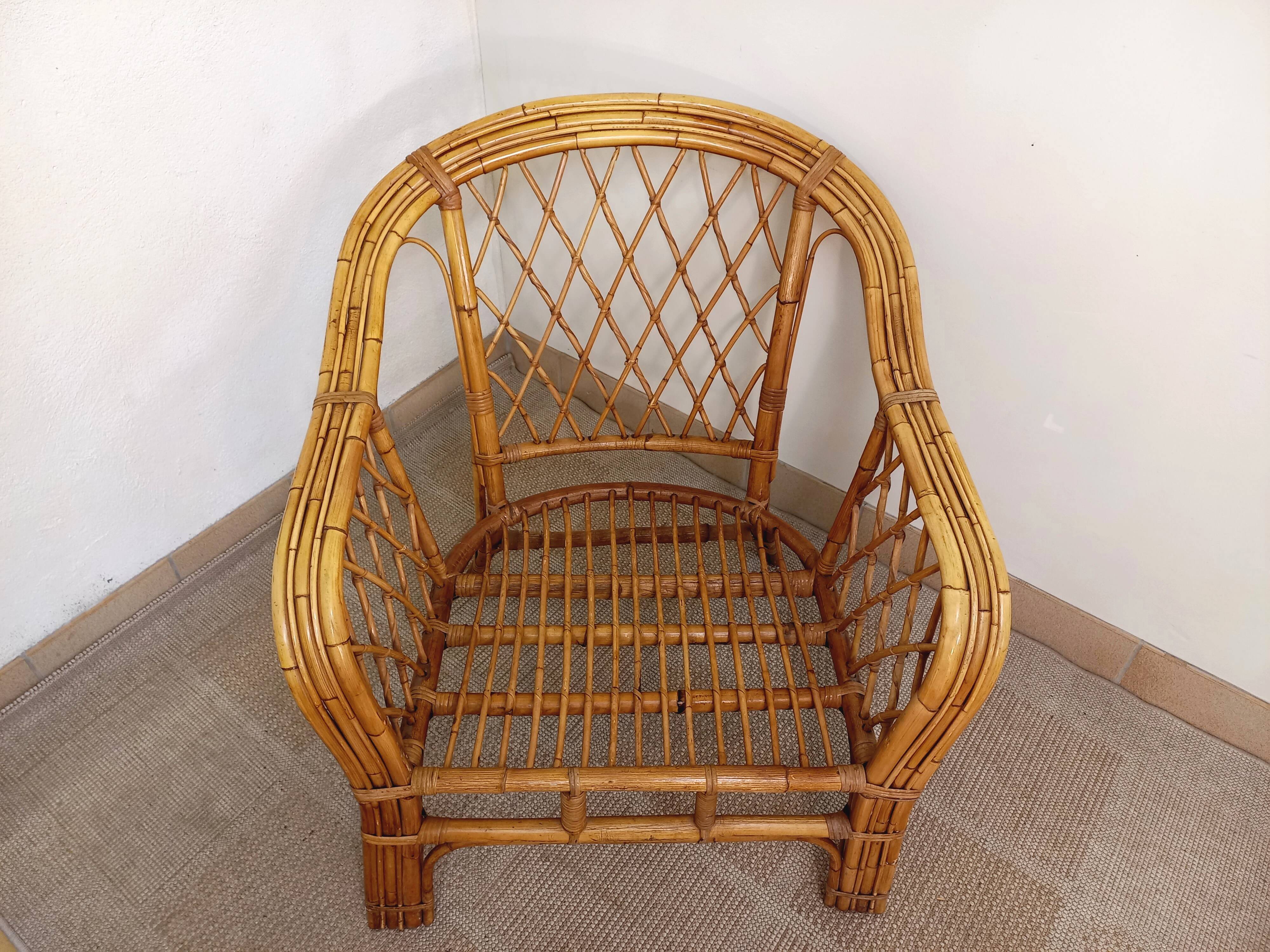 Vintage rattan armchair 60s