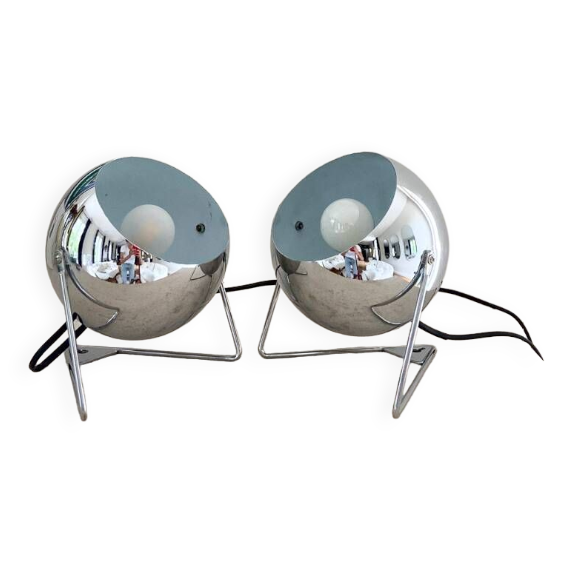 Pair of metal “Eye-ball” spirit lamps
