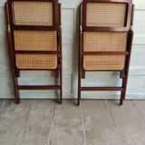 Vintage folding cane and wood chairs