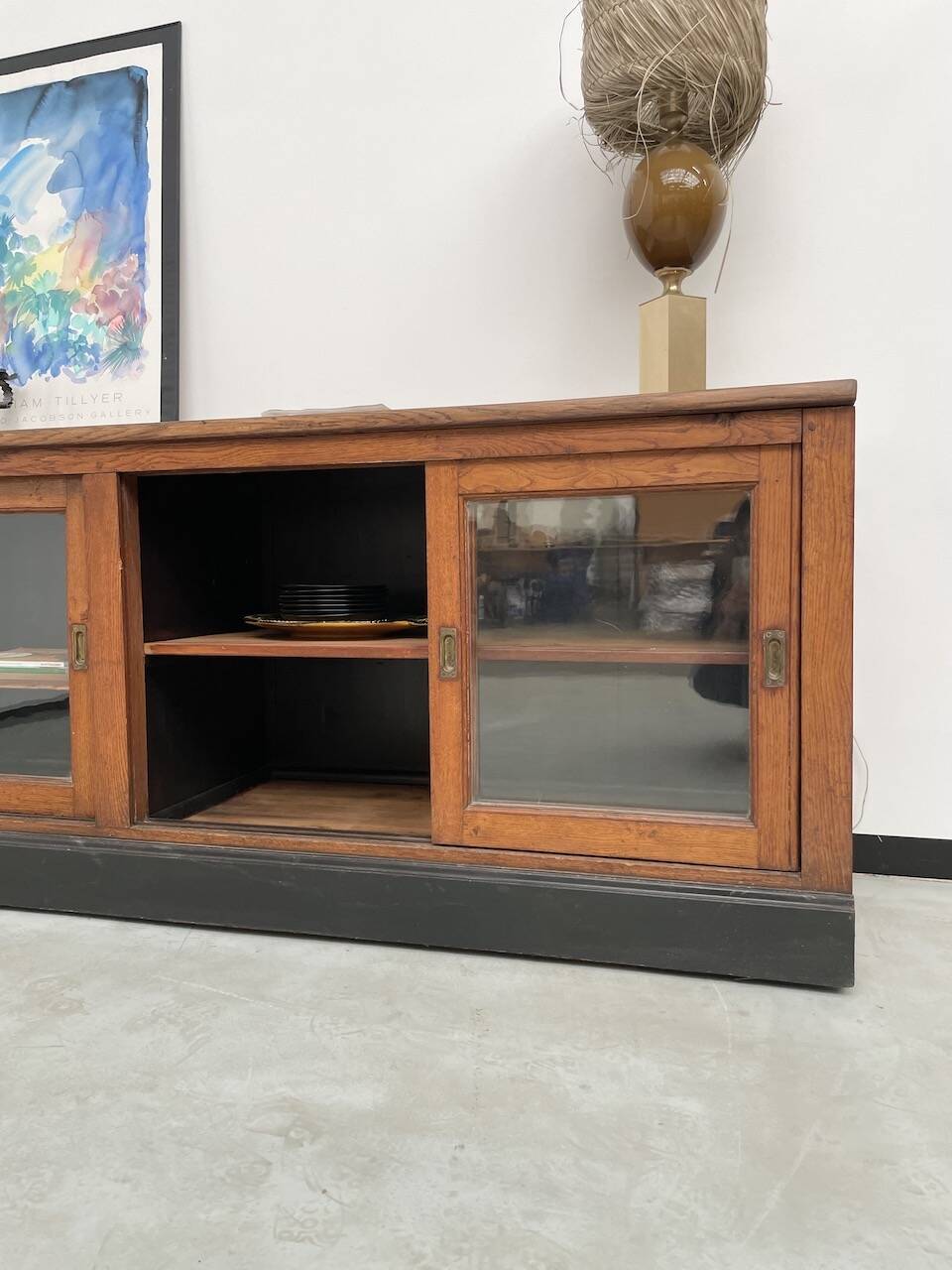 Enfilade de métier XXL chêne portes vitrées