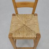 Vintage Barstools in Oak and Rattan, 1970s, set of 4