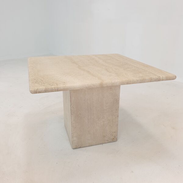 Table basse italienne en travertin années 1980
