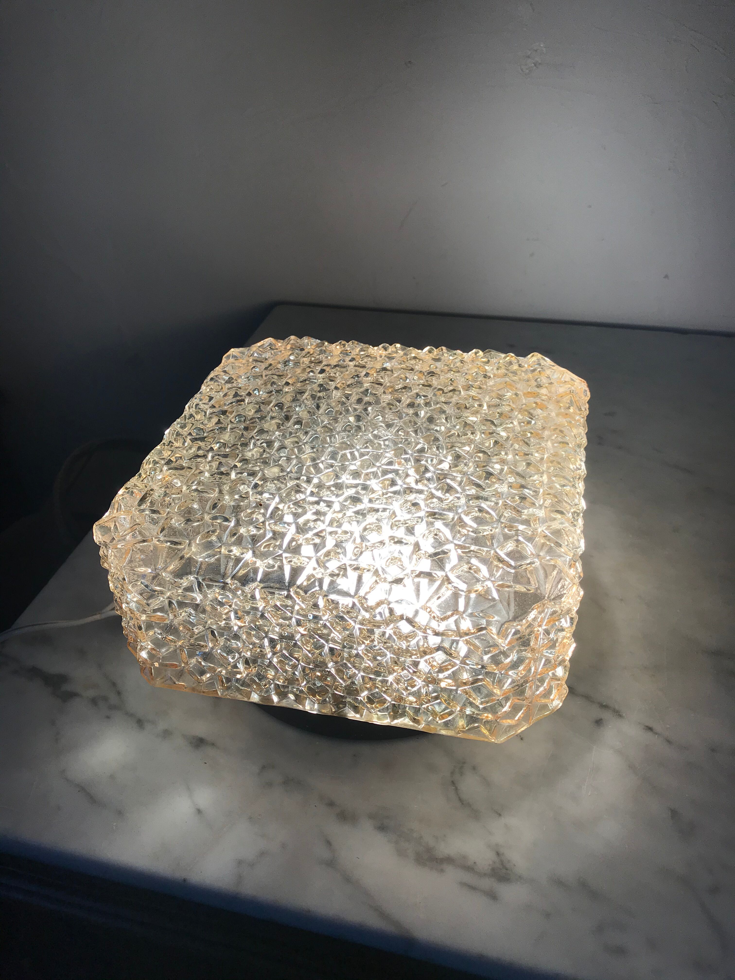 Amber moulded glass ceiling lighten circa 1960