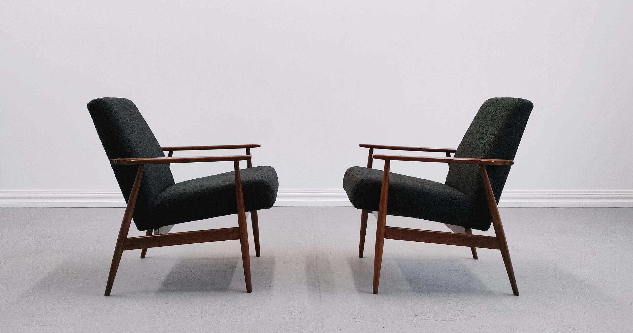 Henryk Lis armchair in black boucle 1960