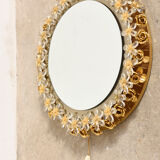 Brass illuminated mirror Made by Palwa, Germany with original label. The large individual