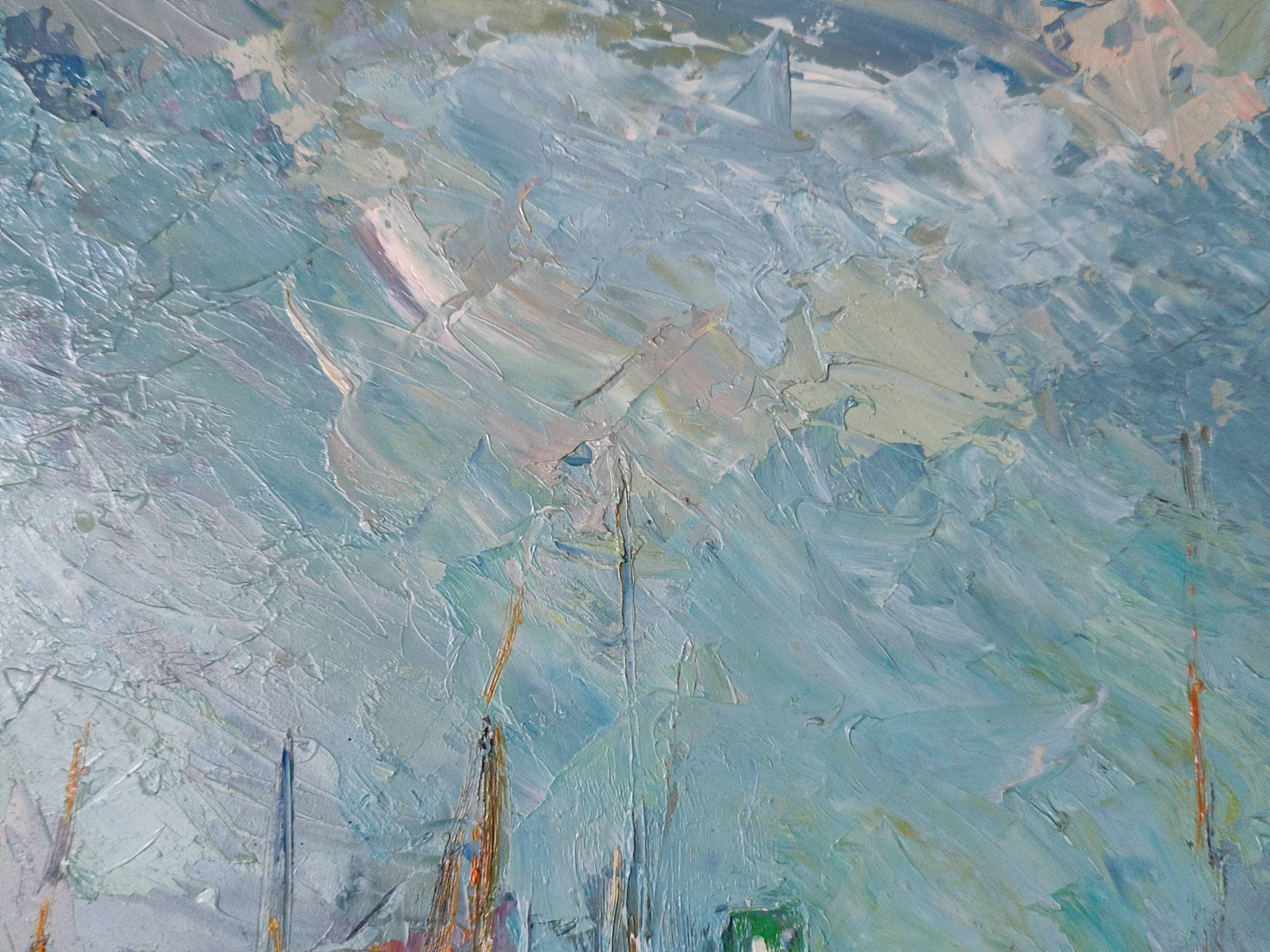 Oil painting on panel Alain Duperay port Breton, arrival of the fishermen