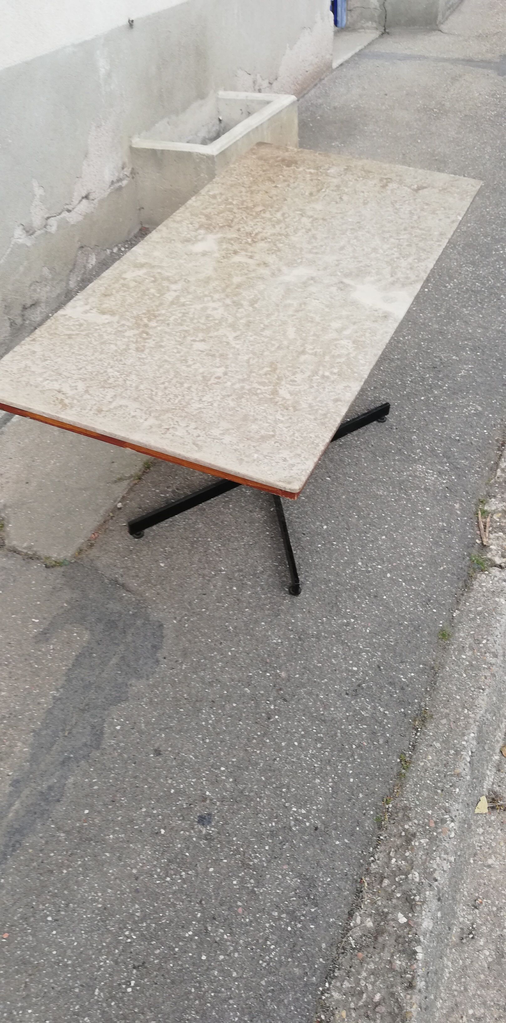 Vintage beige marble coffee table
