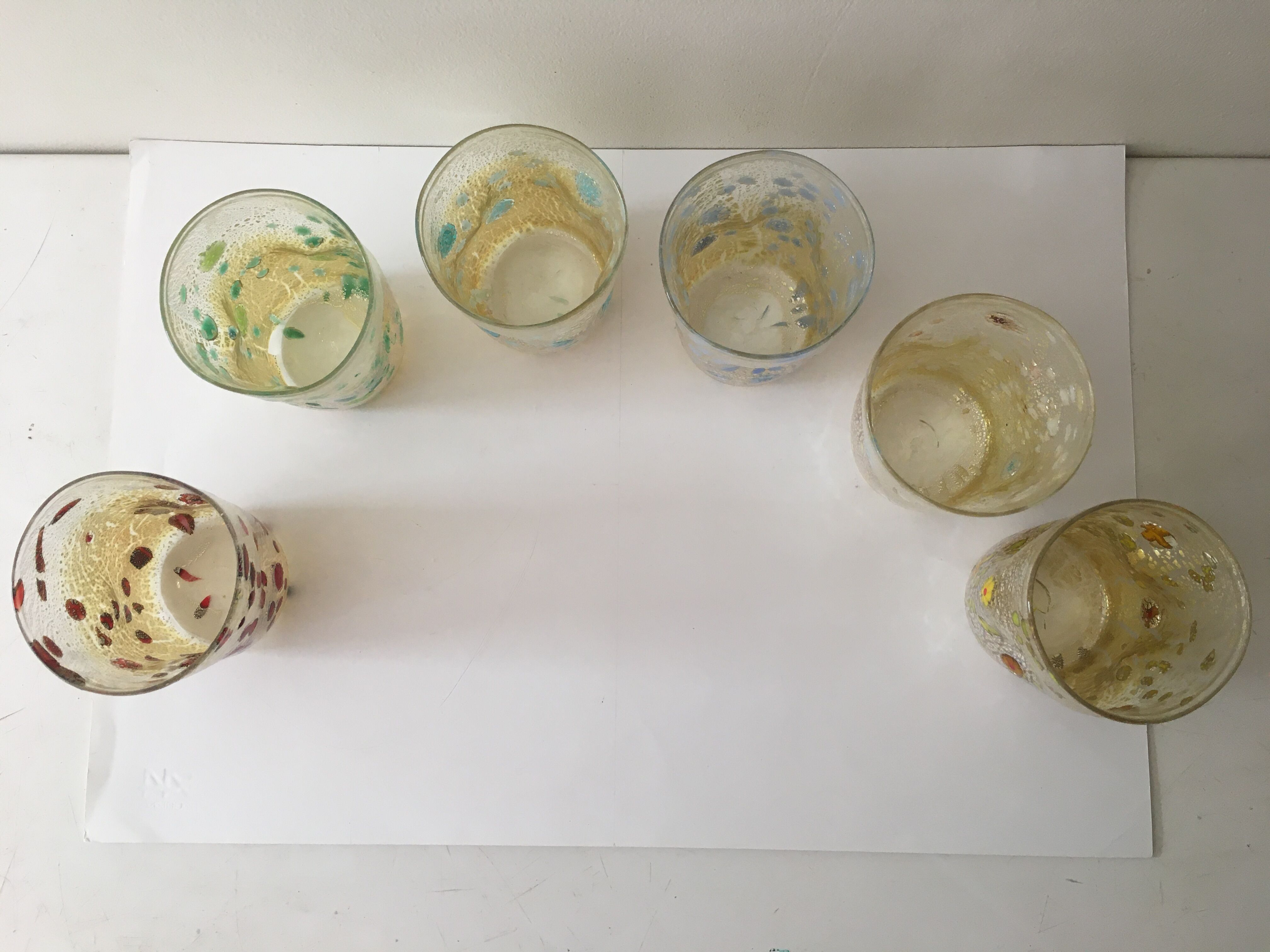 Set of 6 murano glasses acqua "goto" "murrisa" in murano glass unique piece