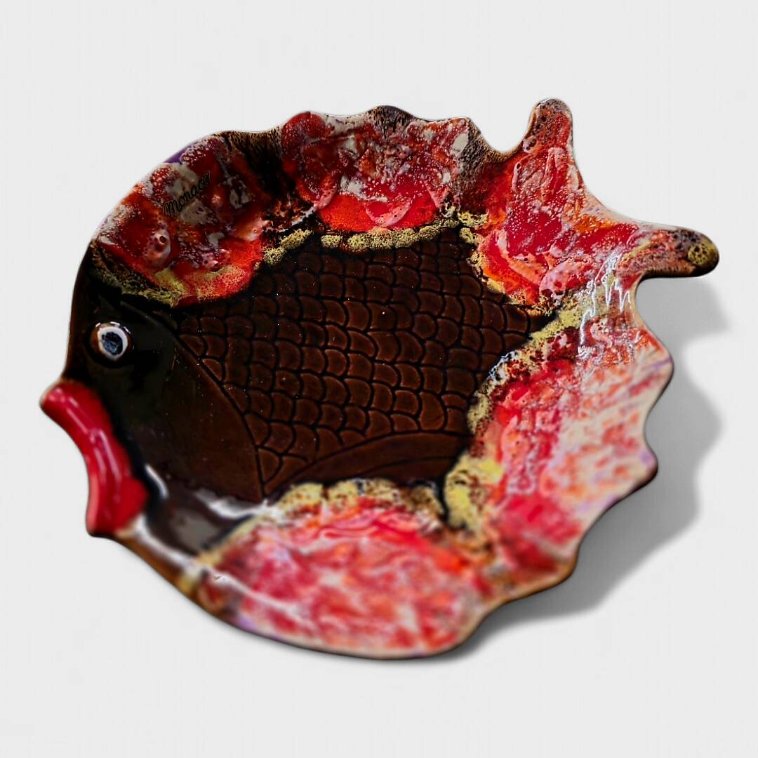 "Fish" plate in Vallauris ceramic - Monaco decor - Circa 1960